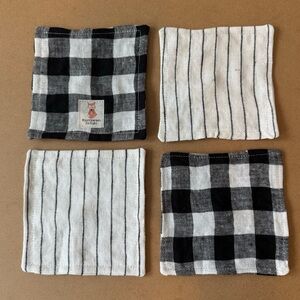 Black and White Checkered Linen Coasters